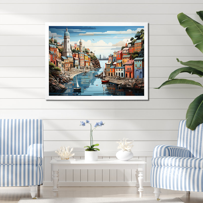 Coastal Minimalisme Harbor Hues I - impression, H 30 po x l 40 po x P 1,5 po, Cadre simple blanc