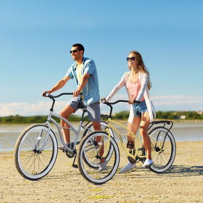 Single Speed Bicycles 26"Inch,Steel Frame, Wide Wheels For Stability, Rear Coaster Brakes,Multiple Colors Women's Beach Cruiser Bike