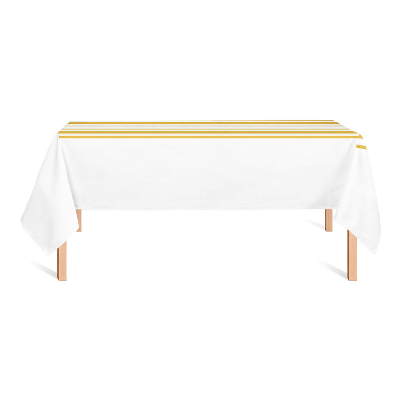 Nappe rectangulaire à rayures en polyester, Jaune