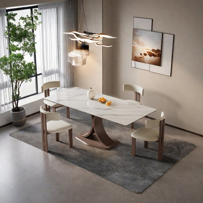 Rectangle sintered stone simple dining table set