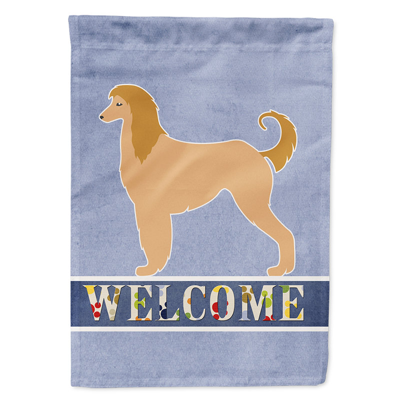 Polyester 2 côtés 40 x 28 po welcome drapeau maison, Lévrier afghan