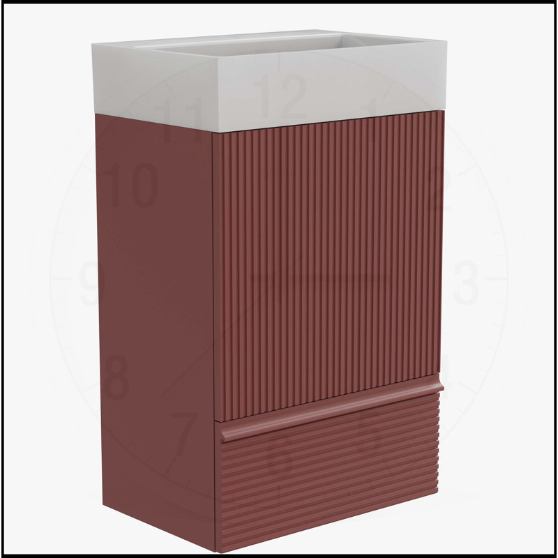 Meuble-lavabo moderne avec lavabo et rangement intégrés, H 33,1 po x l 20,09 po x P 14,18 po, Rouge