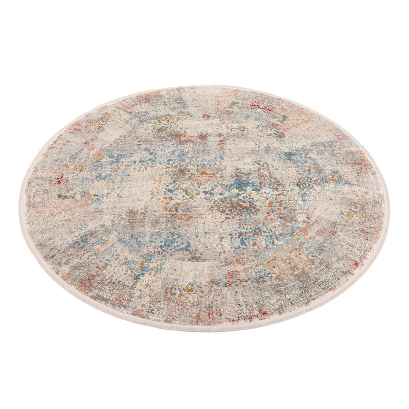Lowry Geometric and Oriental Viscose Hand Woven Area Rug, Round 240cm