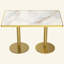 Table de salle à manger Tulipe de 47,24 pouces, plateau en pierre frittée avec impression luxueuse imitation marbre, base en acier inoxydable, surface résistante aux égratignures et à l'usure, imperméable, convient aux restaurants aménagés.-381087786