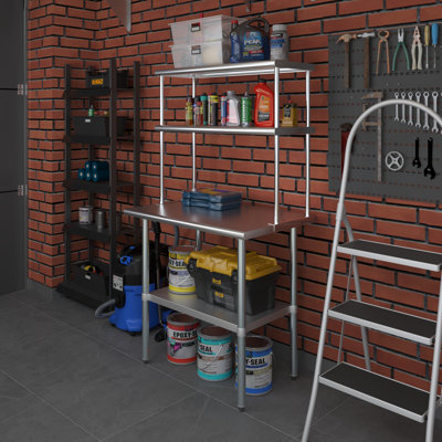 14 In. X 36 In. Amgood Stainless Steel Double Deck Over Shelf