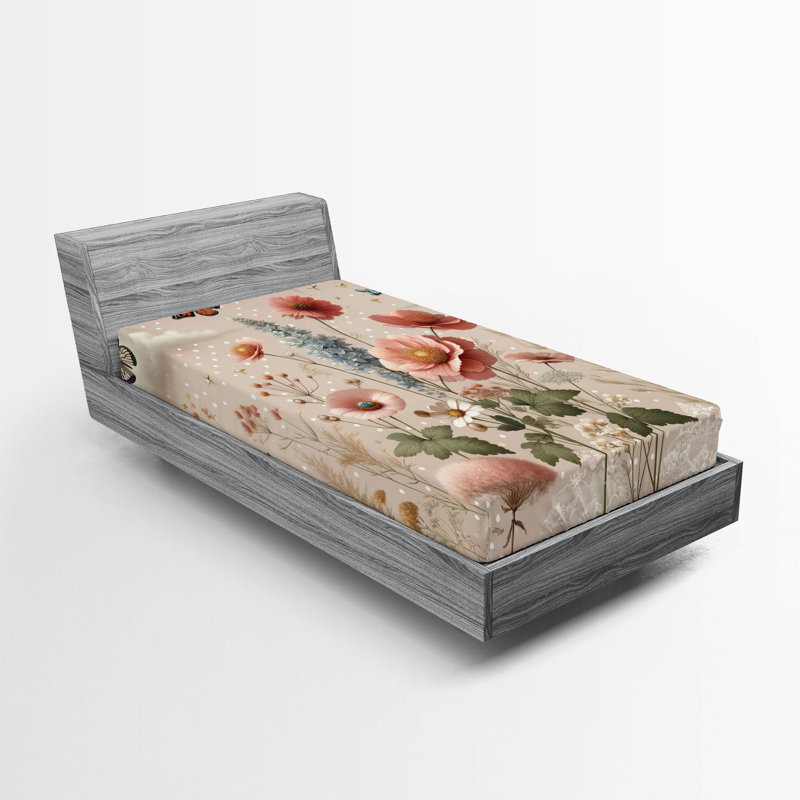 Microfiber Floral Fitted Sheet, Twin