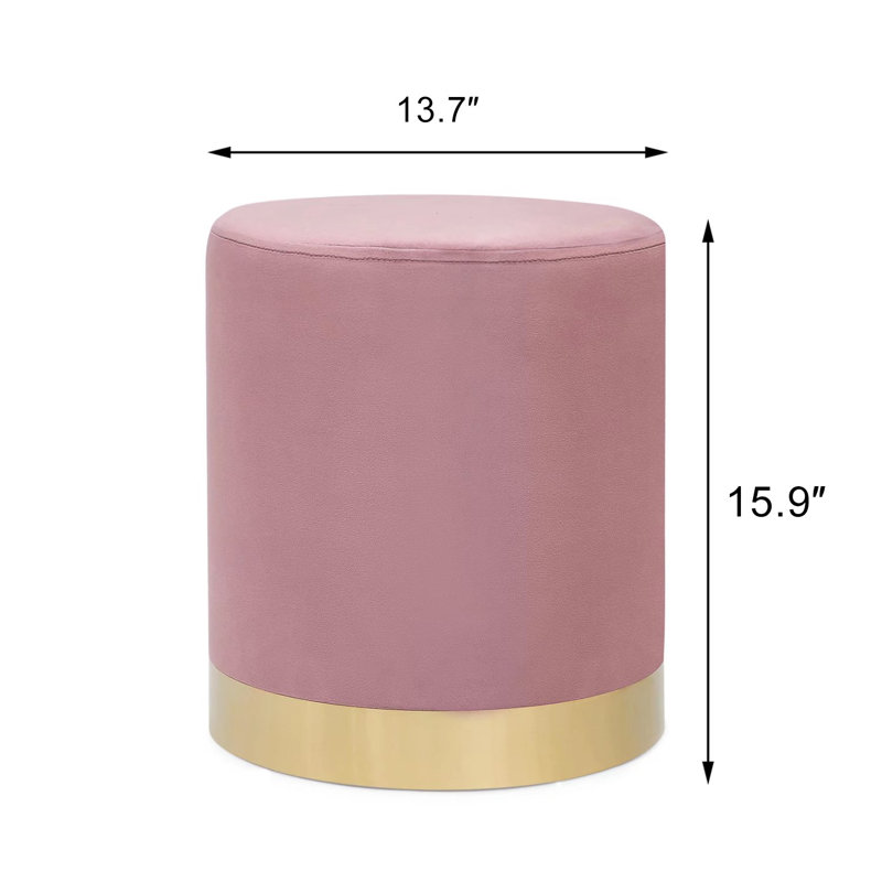 Repose-pieds cylindrique en velours, Rose