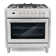 Cosmo 36 in. Stellar Collection 3.8 cu. ft. Dual Fuel Range, 5 Burners, Convection Oven, Textured Grip Handle, Stainless Steel