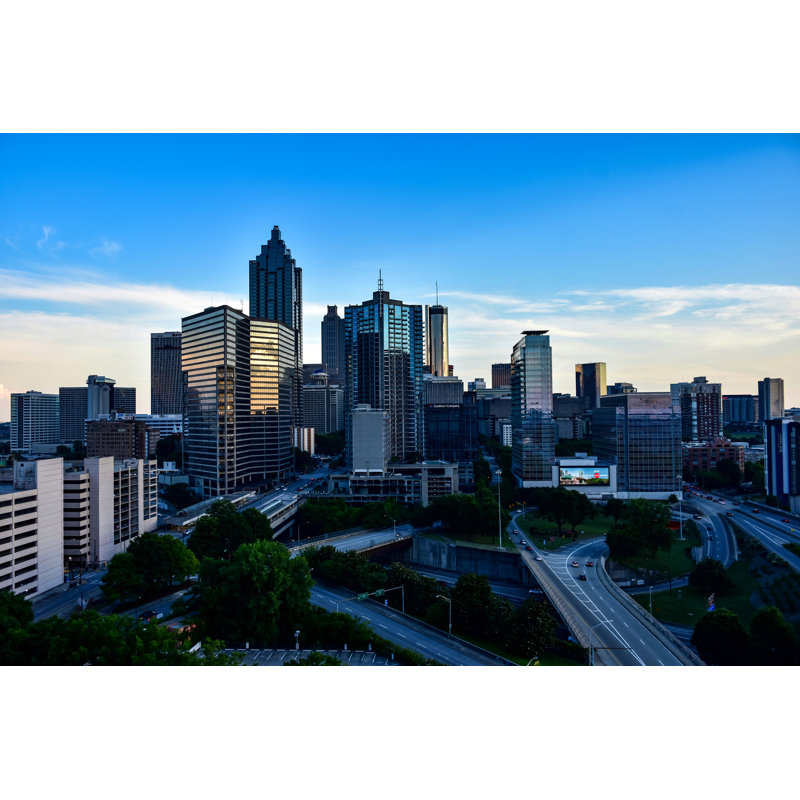 Downtown Atlanta Skyline During Sunset by Sean Davis - Wrapped Canvas Print, 30cm H x 46cm W
