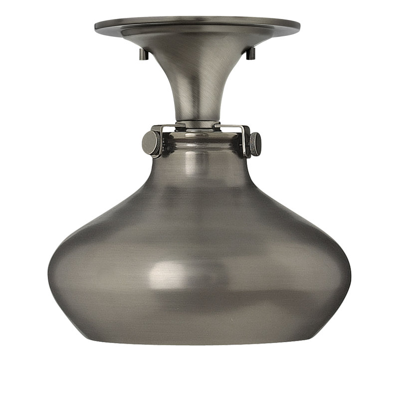 Antique Nickel Glass Bowl Semi-Flush Mount Light