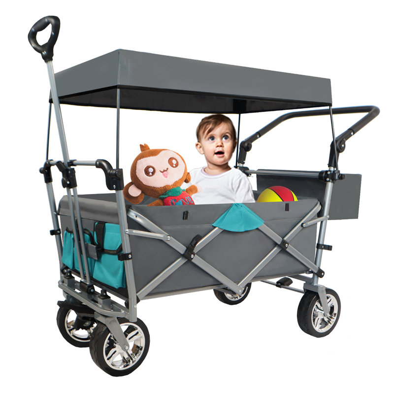 Push & Pull Utility Folding Wagon With Removable Canopy