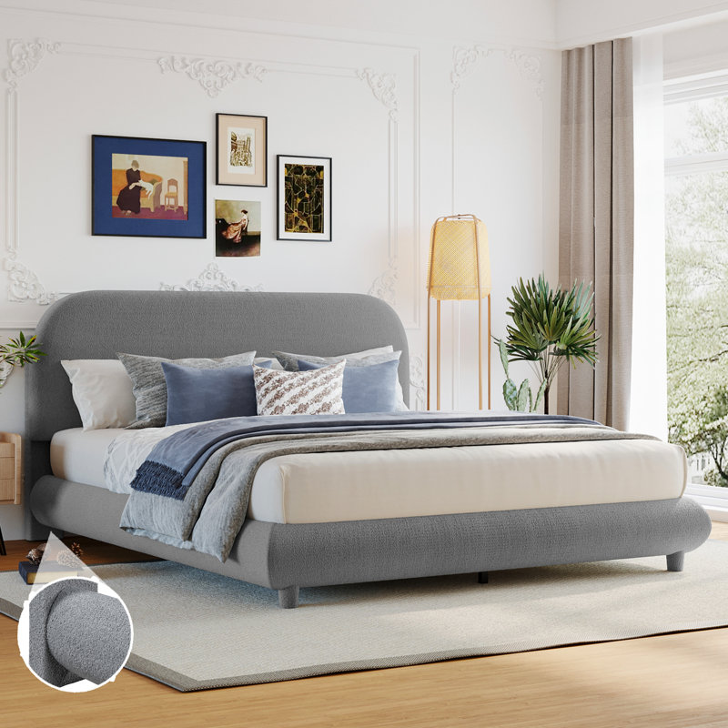Lit en molleton Teddy, Grand lit, Gris 1