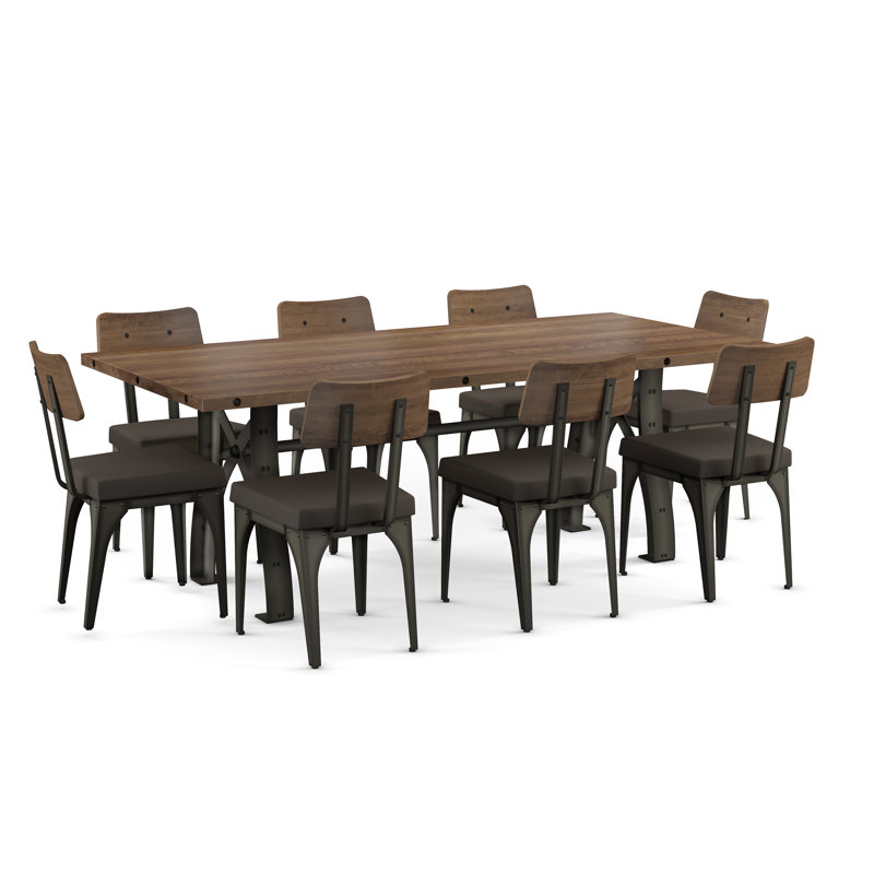 Kusum Table And Symmetry Chairs Dining Set, 9 Pieces: Table, 8 Chairs