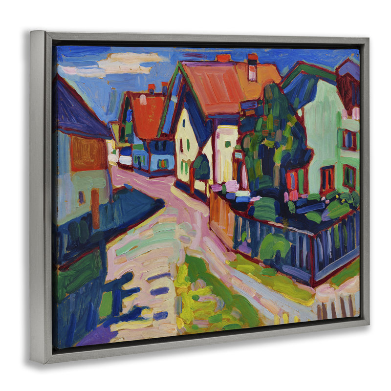 «Kandinsky Murnau Landscape», art mural sur toile flottante par One1000Paintings, Cadre flottant gris lustré