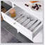 Élégant buffet avec huche, armoire de rangement pour garde-manger avec porte vitrée encadrée, tiroir et espace pour micro-ondes, blanc-416940666