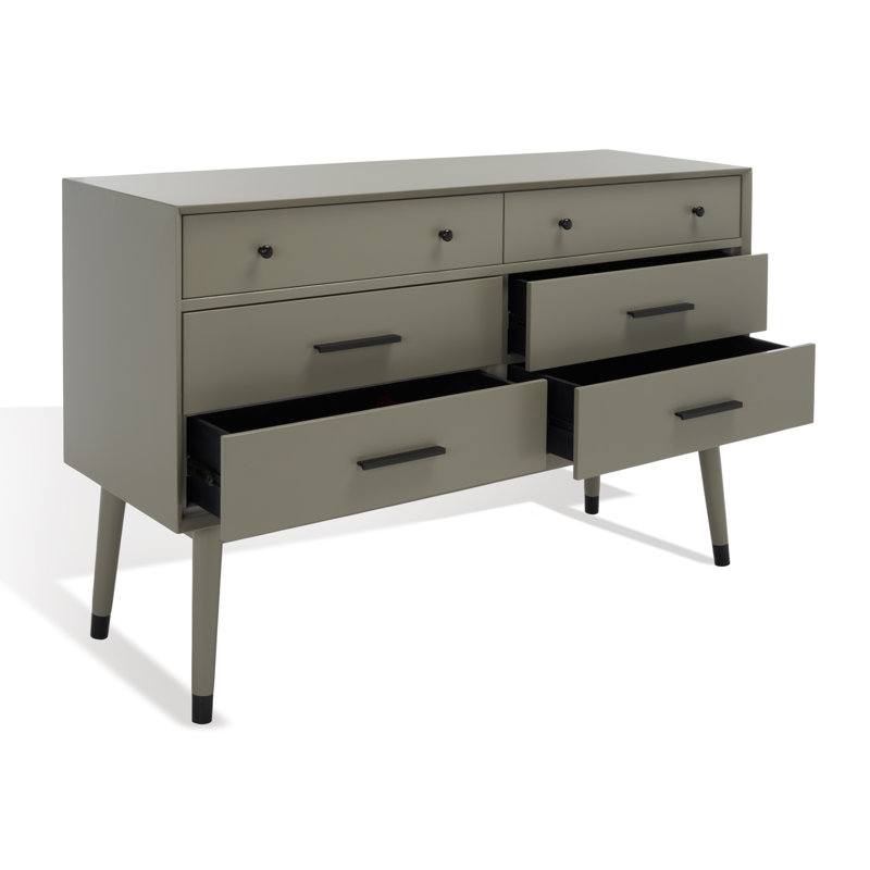 Commode 6 tiroirs Zack, Gris foncé / Noir