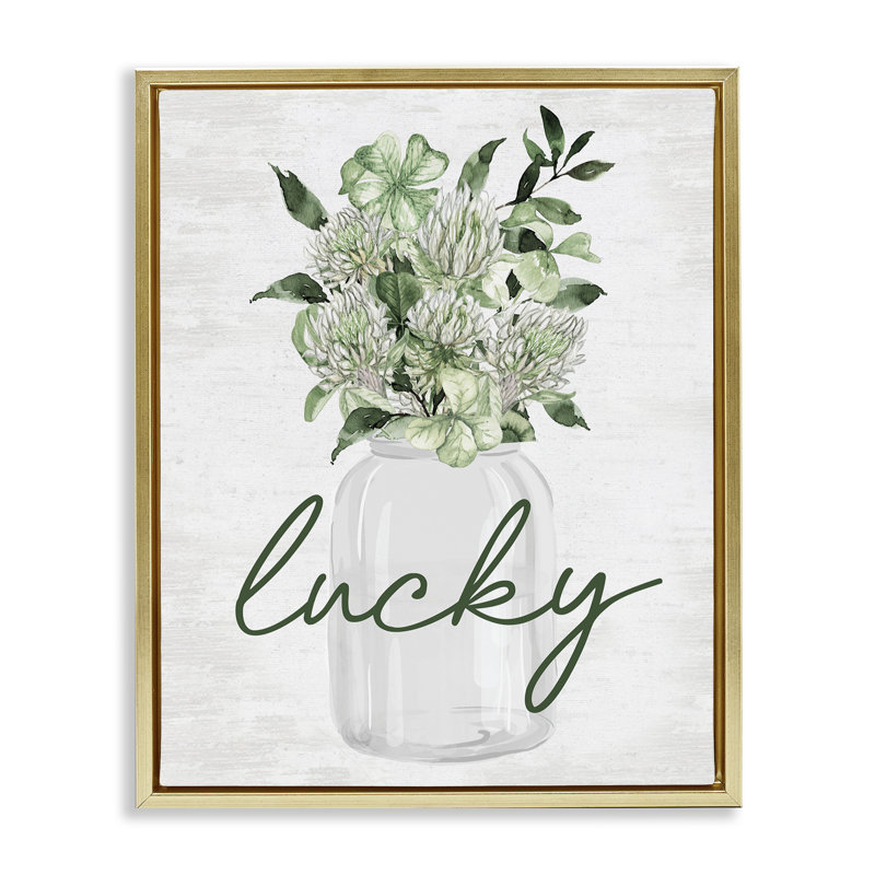 «Lucky Spring Shamrocks», art mural encadré sur toile flottante par lettré et doublé, H 31 po x l 25 po