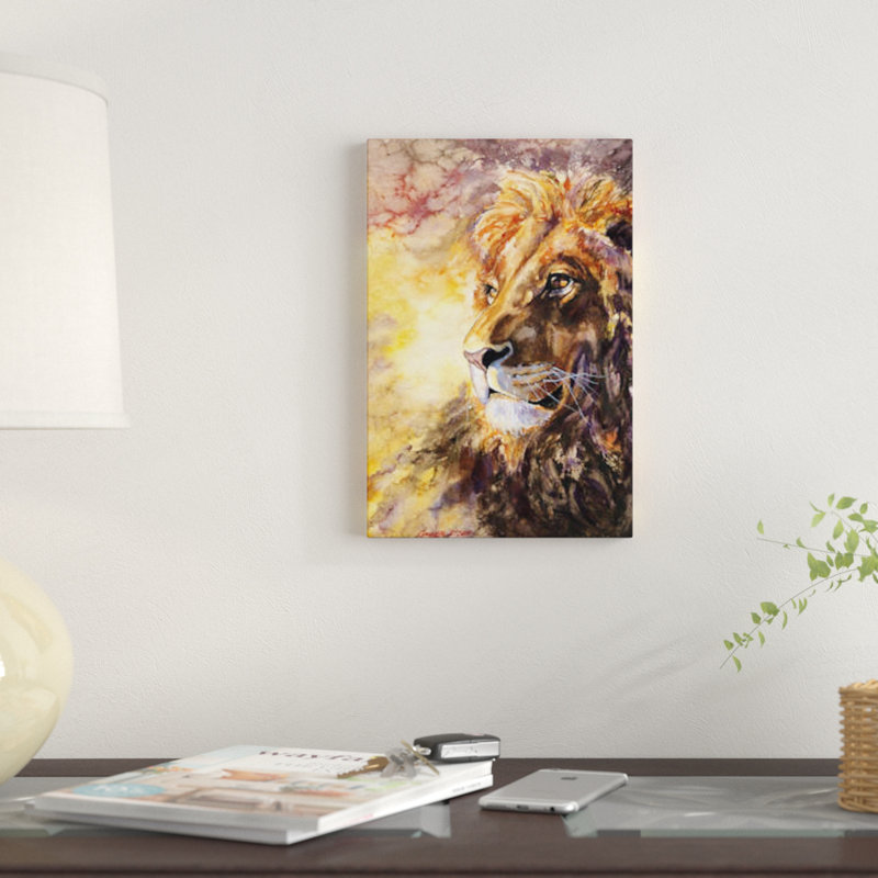 Lion I, reproduction sur toile, H 12 po x l 8 po x P 0,75 po, Toile tendue, Pas de tapis