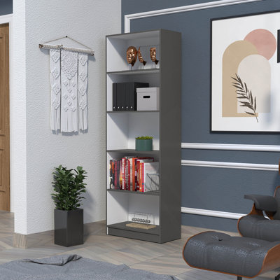 Bibliothèque à 4 tablettes Sutton avec tablettes de rangement modernes