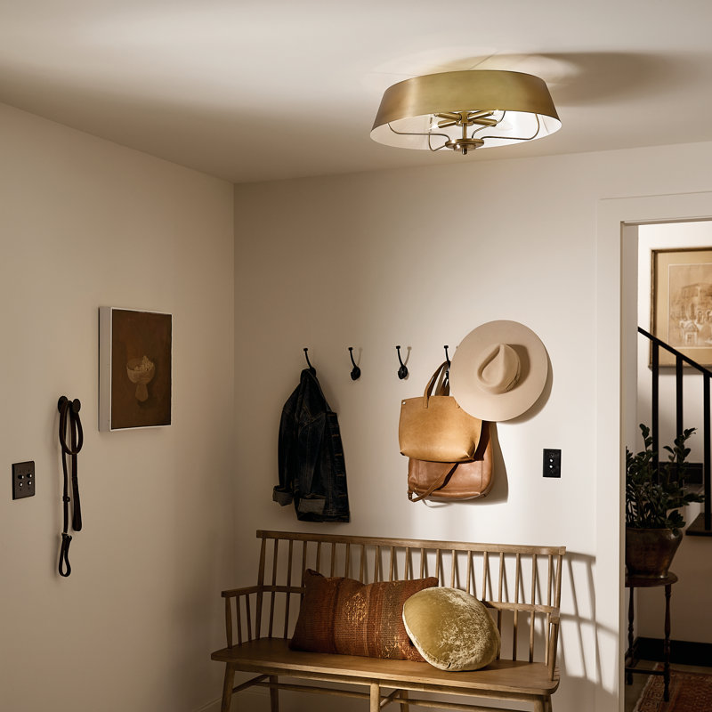 Luminaire suspendu convertible, Laiton naturel brossé, Laiton naturel brossé