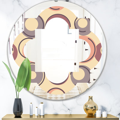 Quatrefoil Geometric Pattern Modern Frameless Wall Mirror