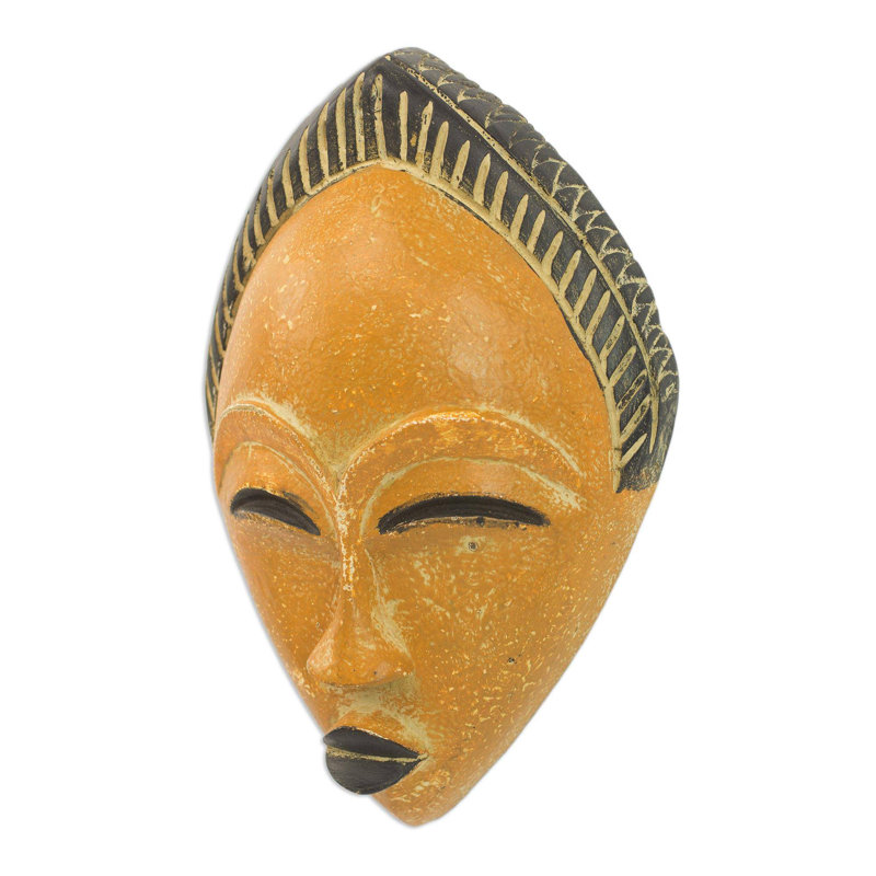 Décoration murale masque africain, Orangé
