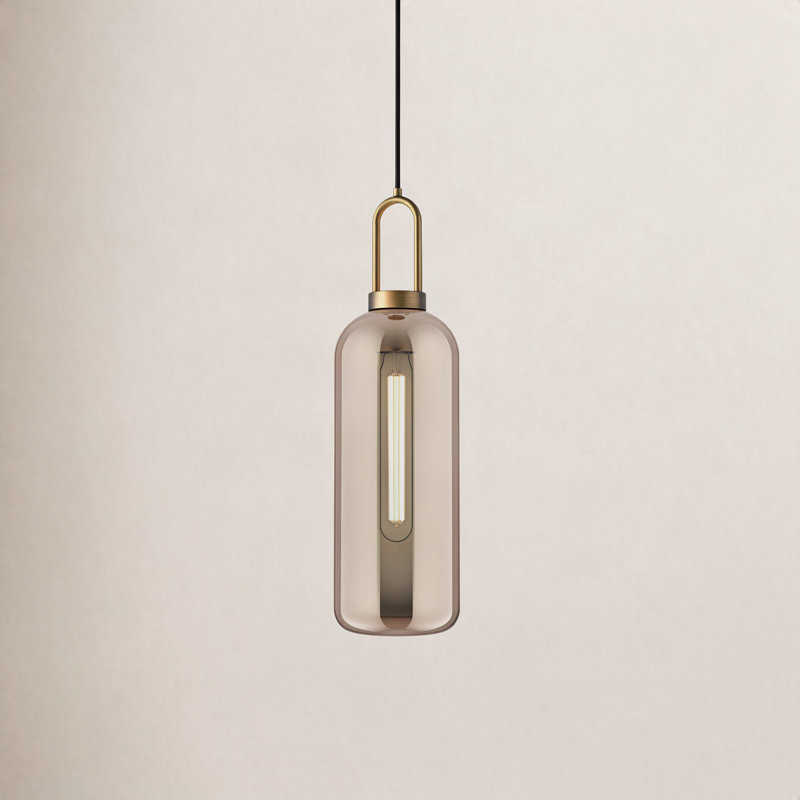 Luminaire suspendu cylindrique Minneapolis, Doré vieilli, Cuivre, H 20,75 po x l 6 po x P 6 po