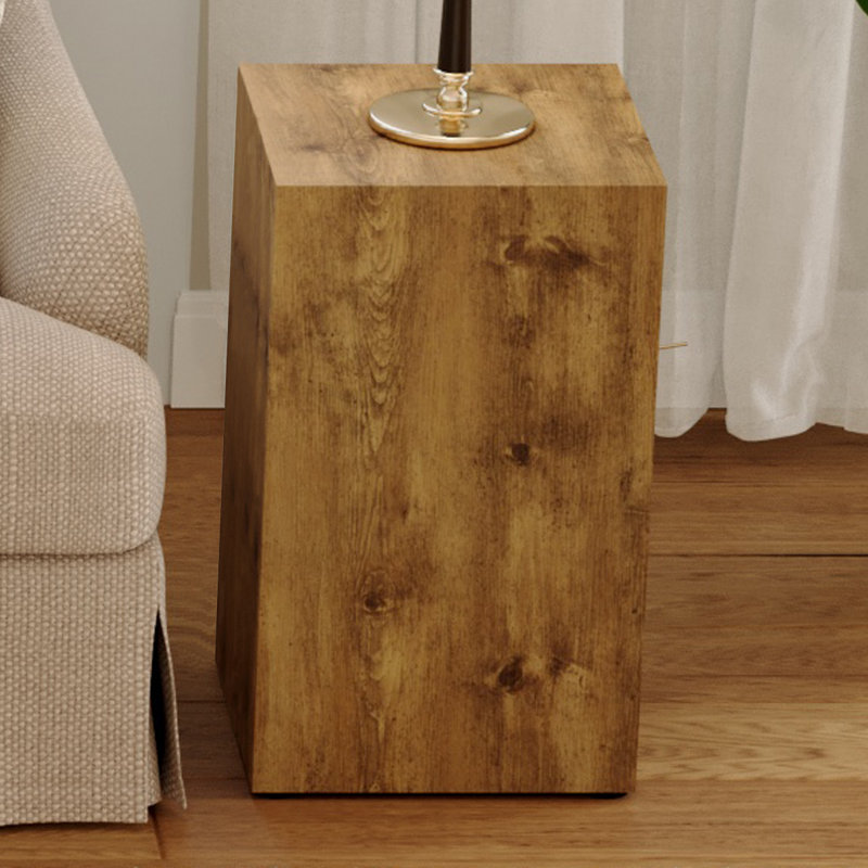  Rectangular Wooden Side Table, Excellent for Small Spaces, Dark Brown Wood, 19.69" H x 11.81" W x 11.81" D