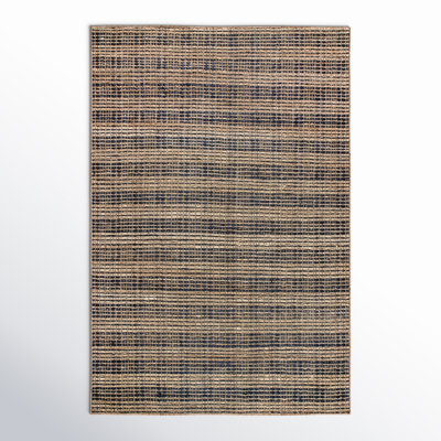 Tapis crocheté à la main en coton naturel / bleu marine Letwan