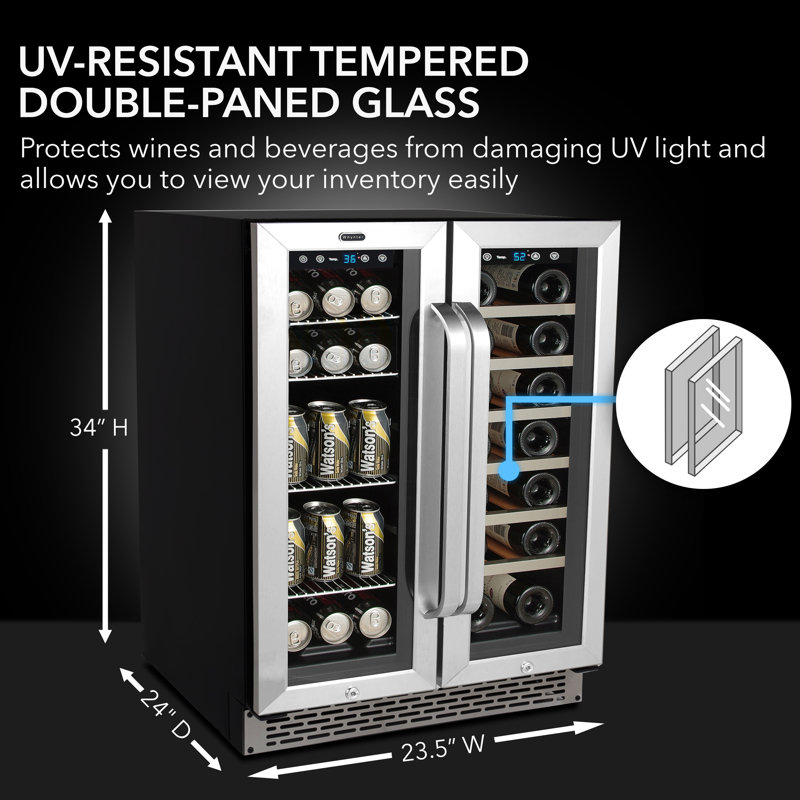Whynter 24'' width 20 Bottle and 69 Can Dual ZoneWine & Beverage Refrigerator