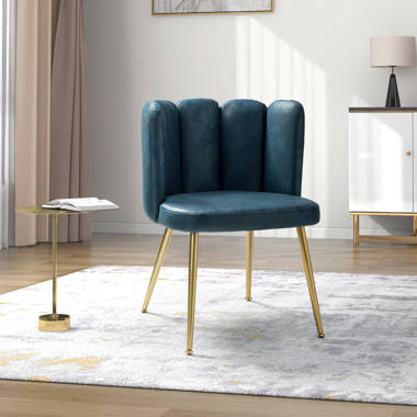 Modern Accent Velvet Dining Arm Chair with Golden Metal Legs and