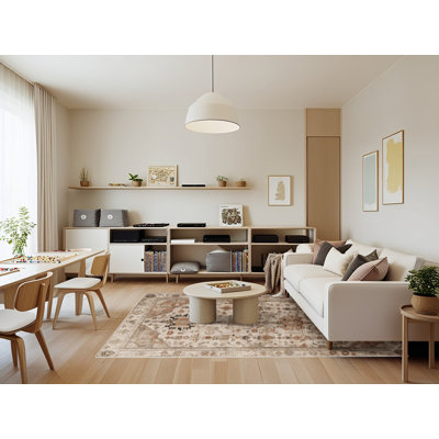 Tapis beige lavable à la machine Afyon