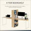 Bureau d'ordinateur extra-long pour 2 personnes avec tablettes de rangement, table de travail double avec rangement pour bureau à domicile, bibliothèque