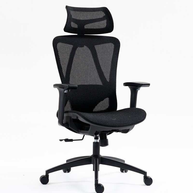 High Back Mesh Office Chair With Breathable Fabric, 360 Rotation, 3D Adjustable Arms, Seat, Ideal For Space, Black Classic Design, Foam Inside, 48.28 In Height Office, , Swivel, Height, Nylon And