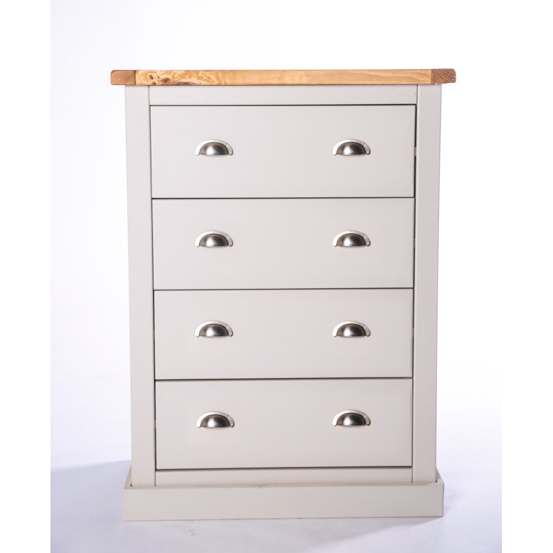 Quintin 70cm W 4 - Drawer Chest of Drawers, Chrome, Grey/White