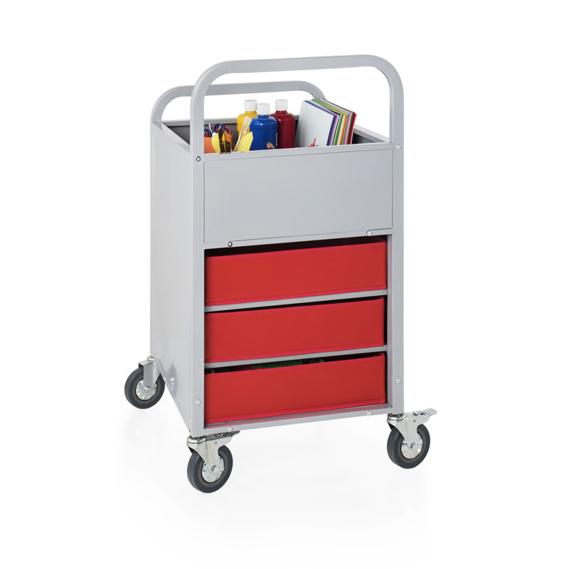 Mobile Storage Utility Cart with Bins and Casters