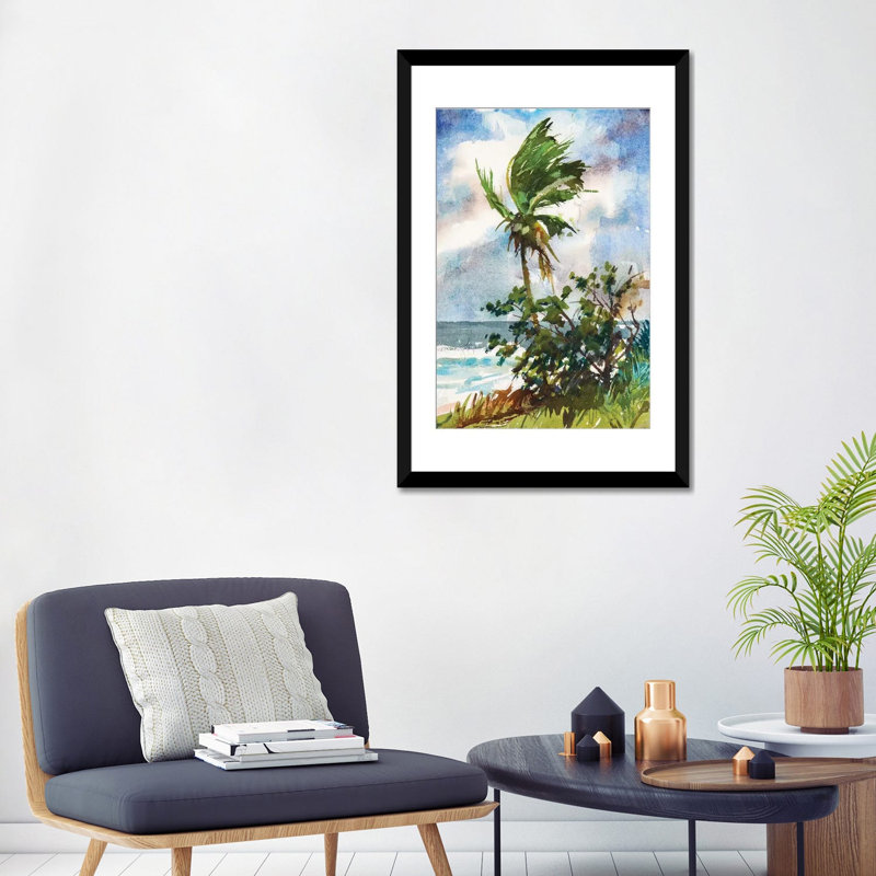 «Ocean Breeze» par Richard A. Rodgers, reproduction sur toile, H 24 po x l 16 po x P 1 po, Papier d'art encadré noir, Blanc