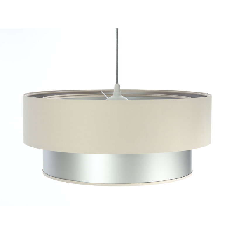 Shandra 1 - Light Black Drum Pendant, Silver/Grey, 20cm H x 50cm W x 50cm D