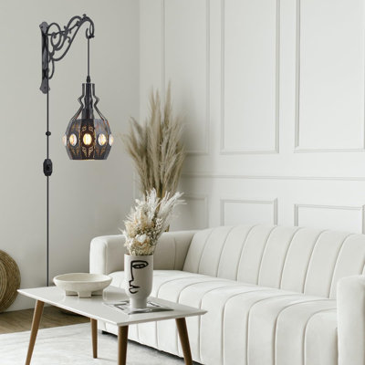 Wall Sconce-Plug in Hanging Lamp Shelf