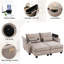 Chaise longue convertible en velours côtelé de 63 po avec ports, support pour téléphone, rangement et compartiments cachés avec poches en velours côtelé et poches latérales-422358831