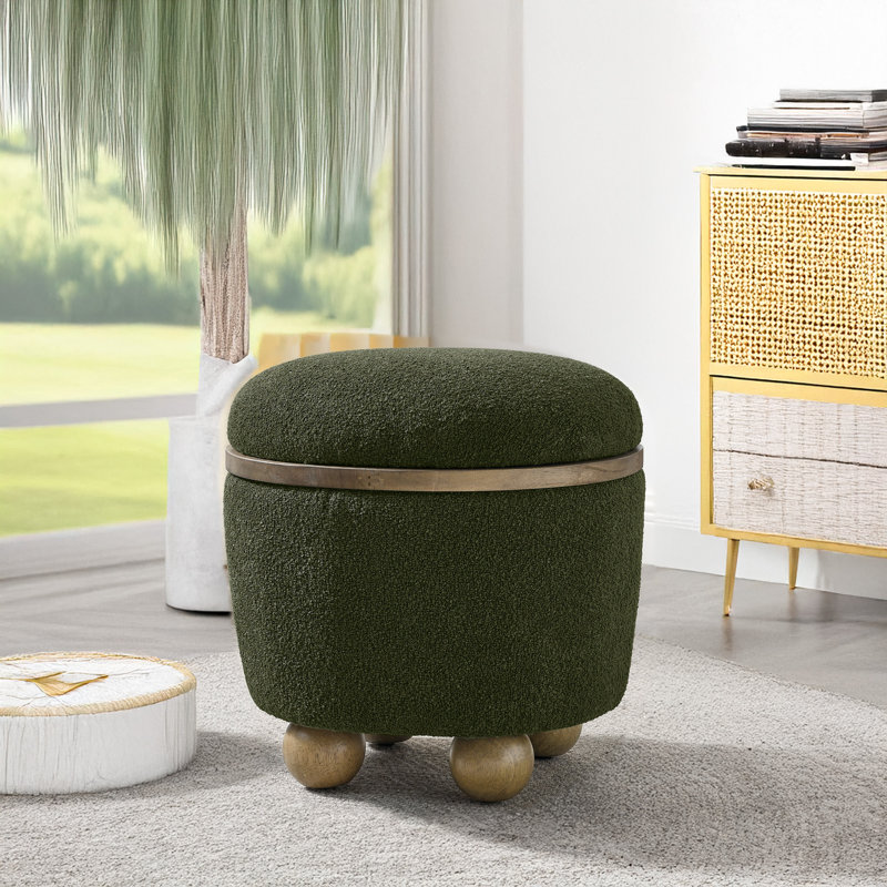 Round storage stool with cushioned seat