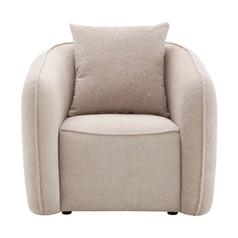 Chaise Keith avec coussin, chenille beige, Beige