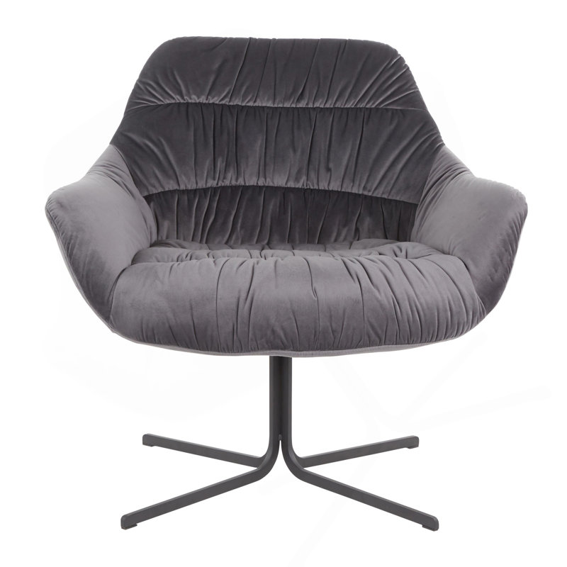 Chaise longue pivotante contemporaine en métal noir et velours gris Wayne par Lumisource
