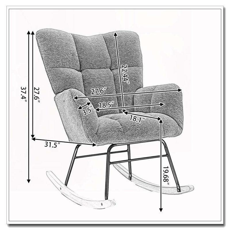 Teddy Fabric Leisure Rocking Chair, Light Blue