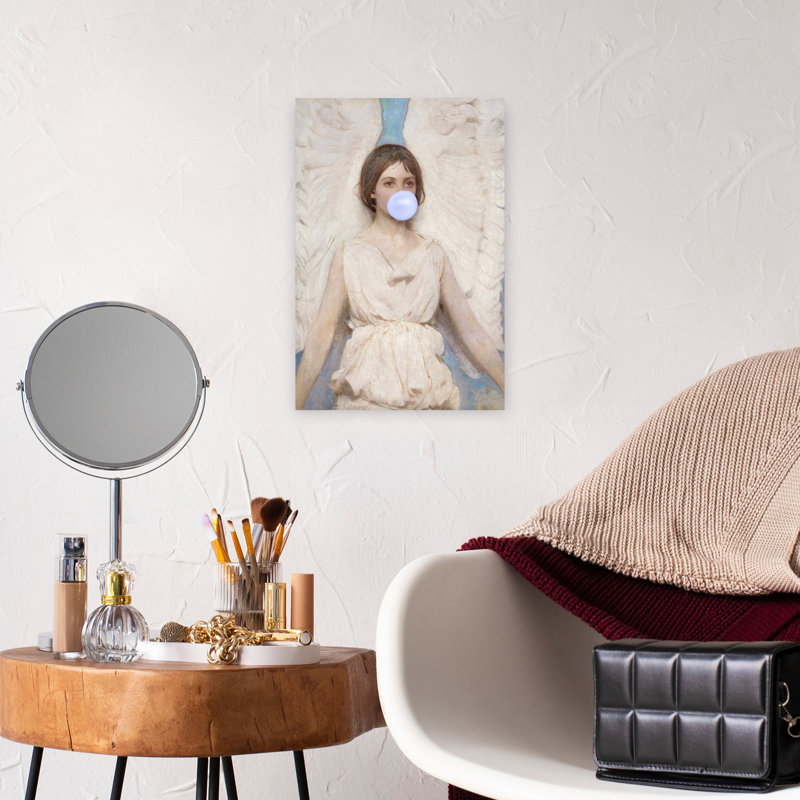 Affiche murale « Ange Bubblegum Éthéré » - Portrait classique et rêveur, H 18 po x l 12 po