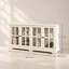 Vitrine DEL blanche avec tablettes en verre ajustables et quatre portes