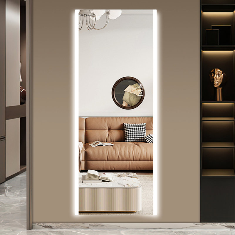 Miroir mural avec DEL - 65 x 21 po pleine longueur, tricolore, option de fixation antirouille, antirouille, stable