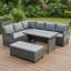 Ensemble de canapé d'extérieur en rotin 5 pièces avec tables d'appoint extensibles 5 pièces, gris-129200433
