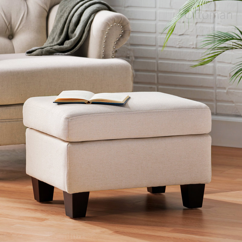 Repose-pieds standard rectangulaire de 24 po Tabiatha, Crème