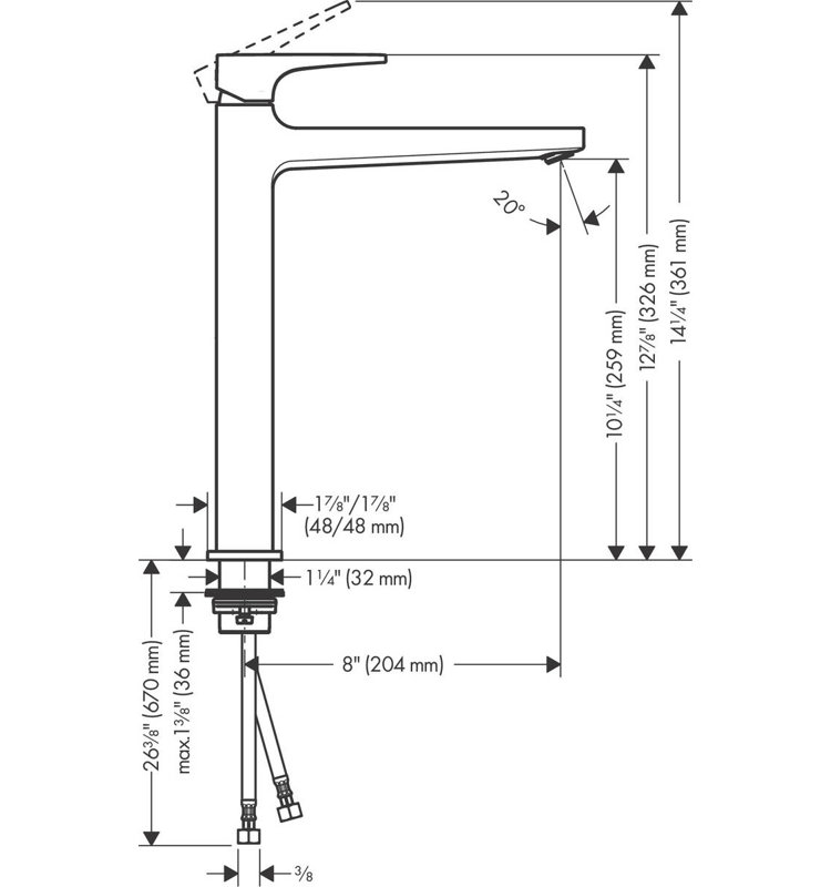 Metropol Low Flow Water Saving Single Hole Bathroom Faucet, Chrome